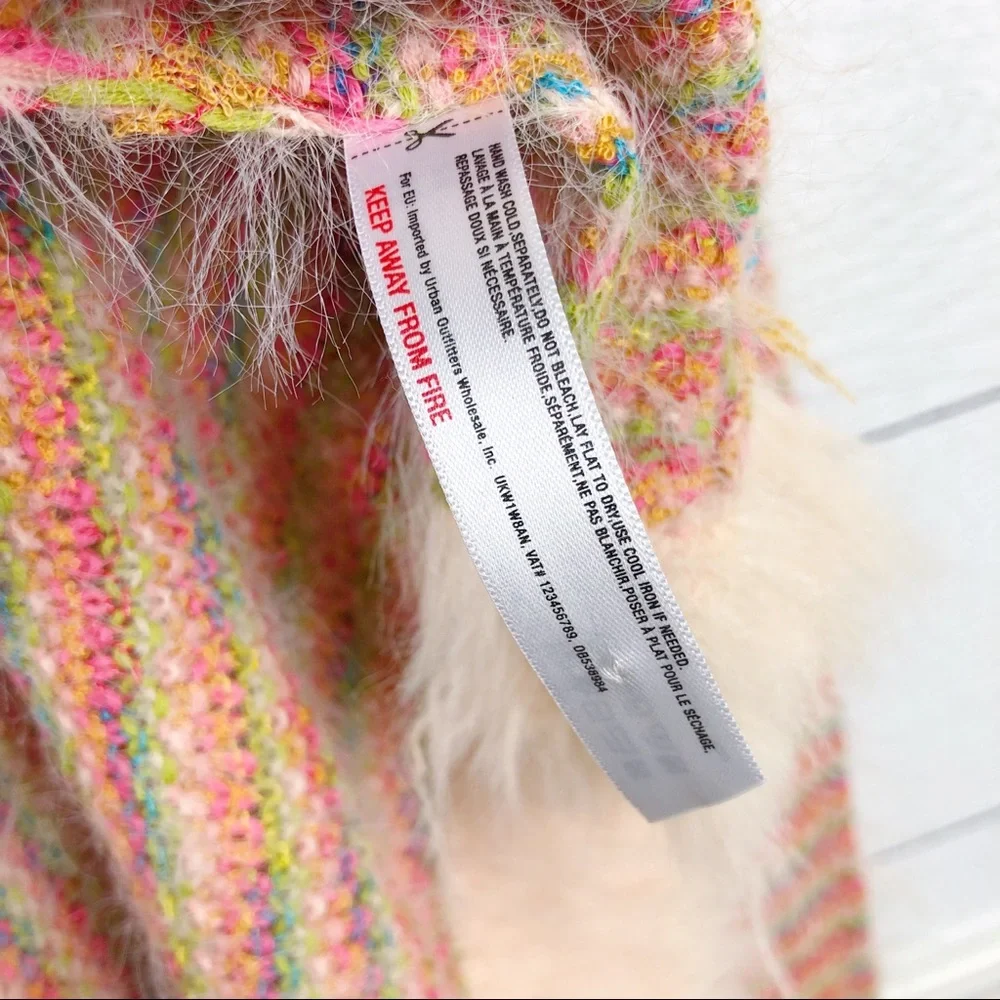 Urban Outfitters Coral Fuzzy‎ Soft Stripped Long Scarf